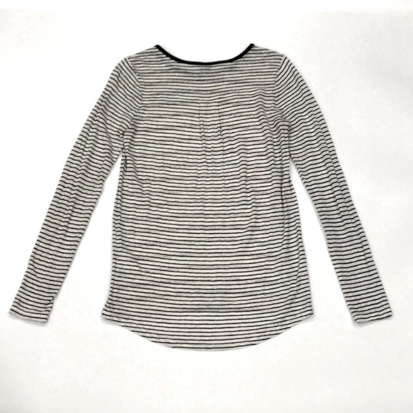 Vince.  Mixed Stripe 100% Linen Long Sleeve Top - Picture 3 of 8